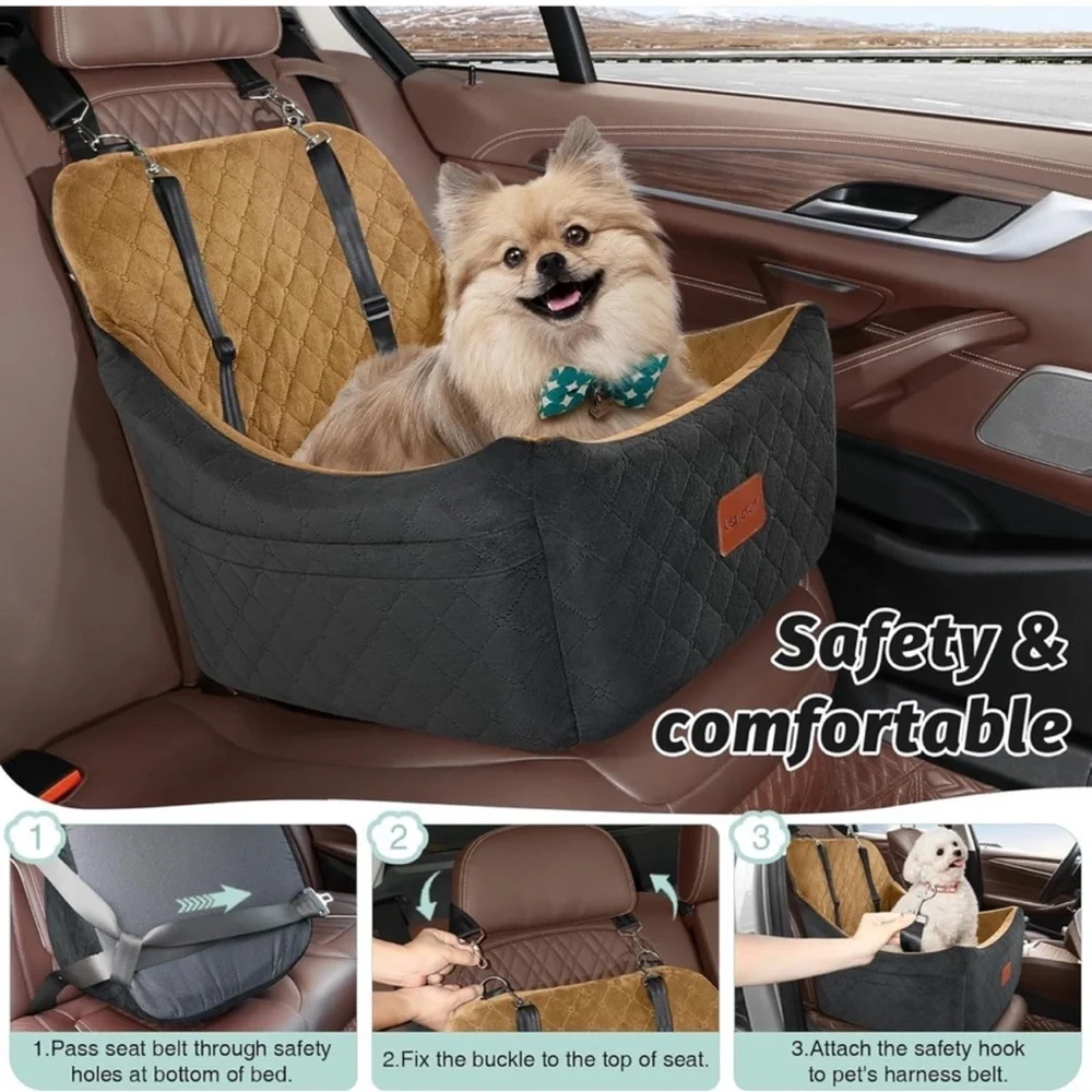 Dog/Pet Booster Car Seat for Up to 35lbs , 2 collar clips NEW